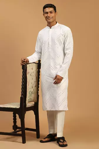  white georgette kurta pyjama set