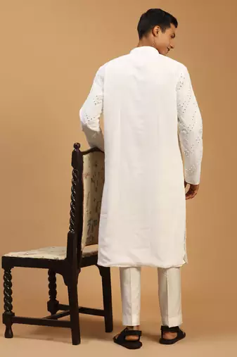  white georgette kurta pyjama set
