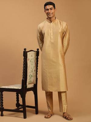 Rose Gold Viscose Kurta Pyjama Set 1