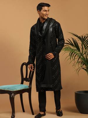 Black Georgette Kurta Pyjama Without Dupatta 1
