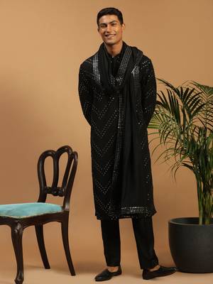 Black Georgette Kurta Pyjama Without Dupatta 2