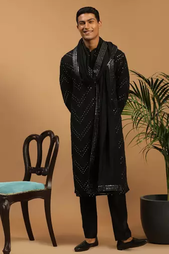 Black Georgette Kurta Pyjama Without Dupatta