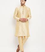 Gold Silk Blend Kurta Pyjama Set