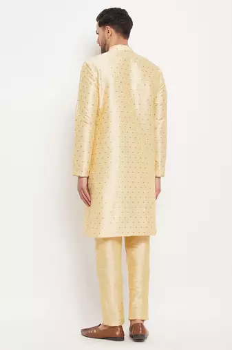 Gold Silk Blend Kurta Pyjama Set