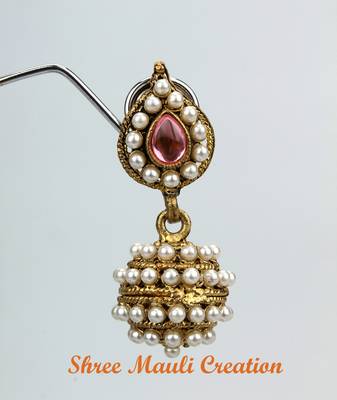 Leaf Pearl Jhumki Earrings 1
