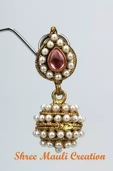 Leaf Pearl Jhumki Earrings