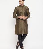 Men'S Black Silk Blend Kurta Pyjama Set