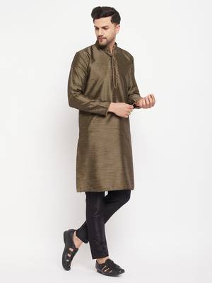 Black Silk Blend Kurta Pyjama Set 2