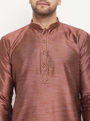 Maroon Silk Blend Kurta Pyjama Set 4