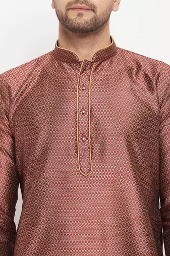 Maroon Silk Blend Kurta Pyjama Set