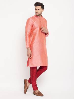 Pink And Maroon Silk Blend Kurta Pyjama Set 2