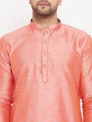 Pink And Maroon Silk Blend Kurta Pyjama Set 4