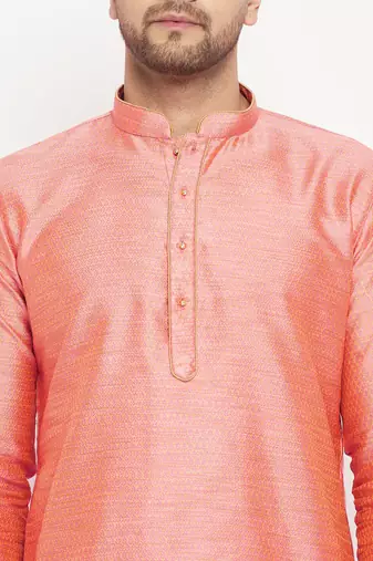 Pink And Maroon Silk Blend Kurta Pyjama Set