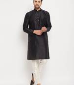 Men'S Cream Silk Blend Kurta Pyjama Set