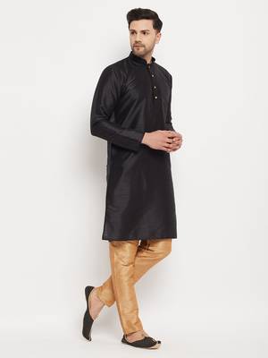 Rose Gold Silk Blend Kurta Pyjama Set 2