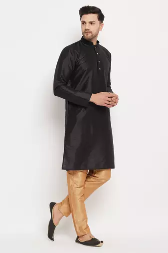 Rose Gold Silk Blend Kurta Pyjama Set