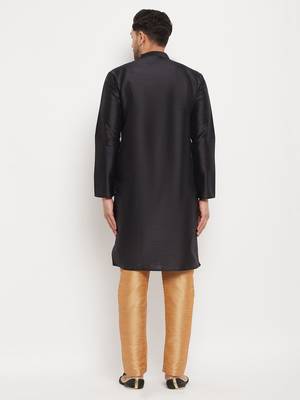 Rose Gold Silk Blend Kurta Pyjama Set 3