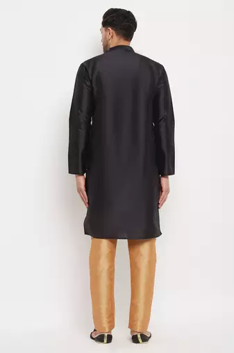 Rose Gold Silk Blend Kurta Pyjama Set