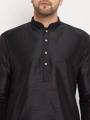 Rose Gold Silk Blend Kurta Pyjama Set 4