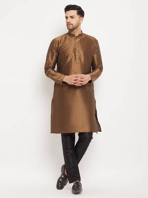 Black Silk Blend Kurta Pyjama Set 1