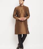 Men'S Black Silk Blend Kurta Pyjama Set
