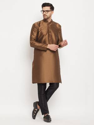 Black Silk Blend Kurta Pyjama Set 2