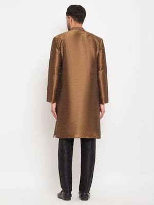 Black Silk Blend Kurta Pyjama Set 3