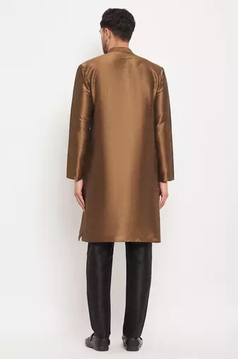 Black Silk Blend Kurta Pyjama Set