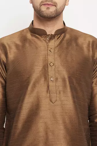 Black Silk Blend Kurta Pyjama Set