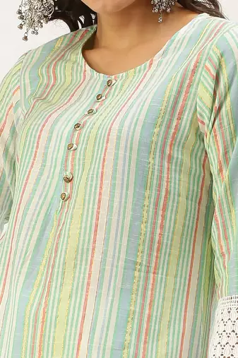 women's round neck solid multi straight kurta and palazzos with dupatta