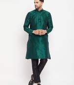 Black Silk Blend Kurta Pyjama Set