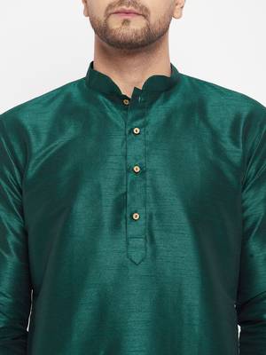 Black Silk Blend Kurta Pyjama Set 4