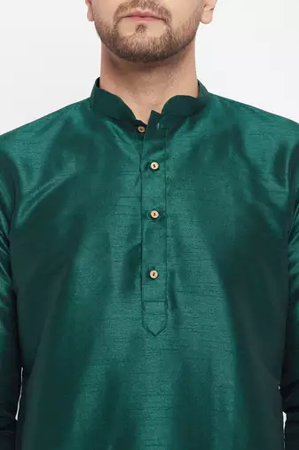 Black Silk Blend Kurta Pyjama Set