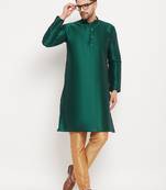 Rose Gold Silk Blend Kurta Pyjama Set