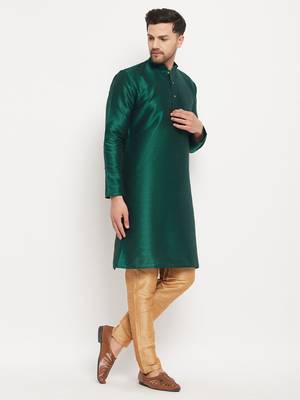 Rose Gold Silk Blend Kurta Pyjama Set 2