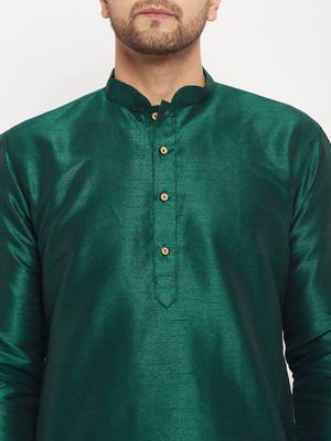 Rose Gold Silk Blend Kurta Pyjama Set 4