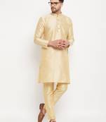 Gold Silk Blend Kurta Pyjama Set