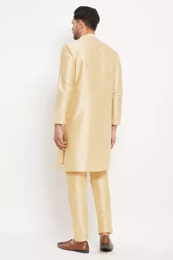 Gold Silk Blend Kurta Pyjama Set