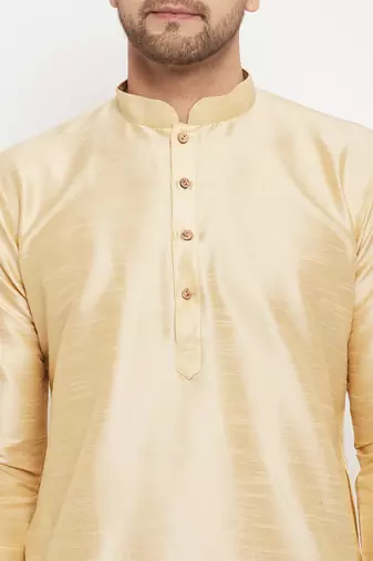 Gold Silk Blend Kurta Pyjama Set