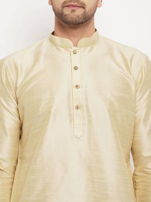 Gold And Maroon Silk Blend Kurta Pyjama Set 4