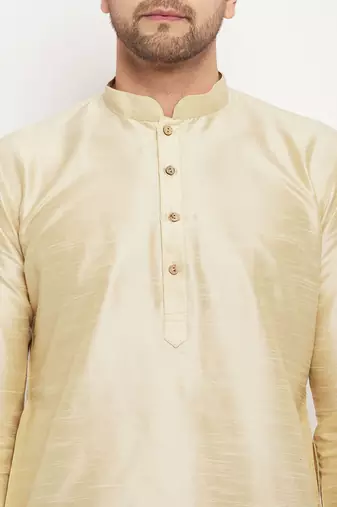Gold And Maroon Silk Blend Kurta Pyjama Set