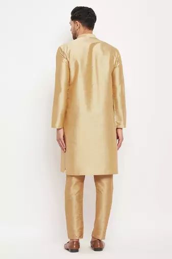 Rose Gold Silk Blend Kurta Pyjama Set