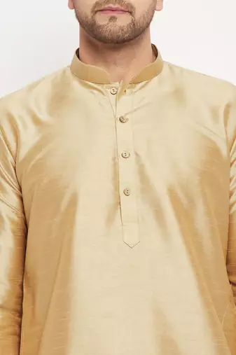 Rose Gold Silk Blend Kurta Pyjama Set