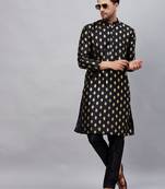 Men'S Black Silk Blend Kurta Pyjama Set
