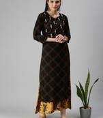 women's round neck bandhani black straight kurta and palazzos