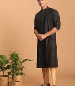 Men'S Maroon And Rose Gold Cotton Blend Kurta Pyjama Set