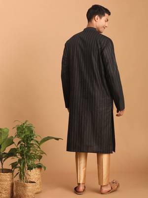 Men'S Maroon And Rose Gold Cotton Blend Kurta Pyjama Set 3