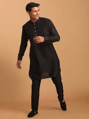 Black Viscose Kurta Pyjama Set 1