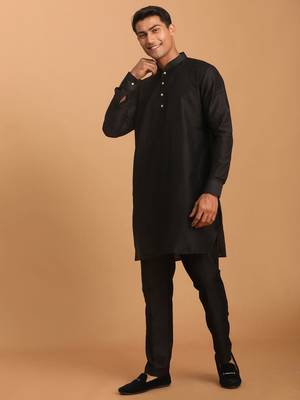 Black Viscose Kurta Pyjama Set 2