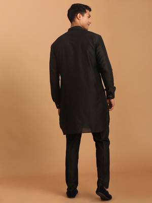 Black Viscose Kurta Pyjama Set 3